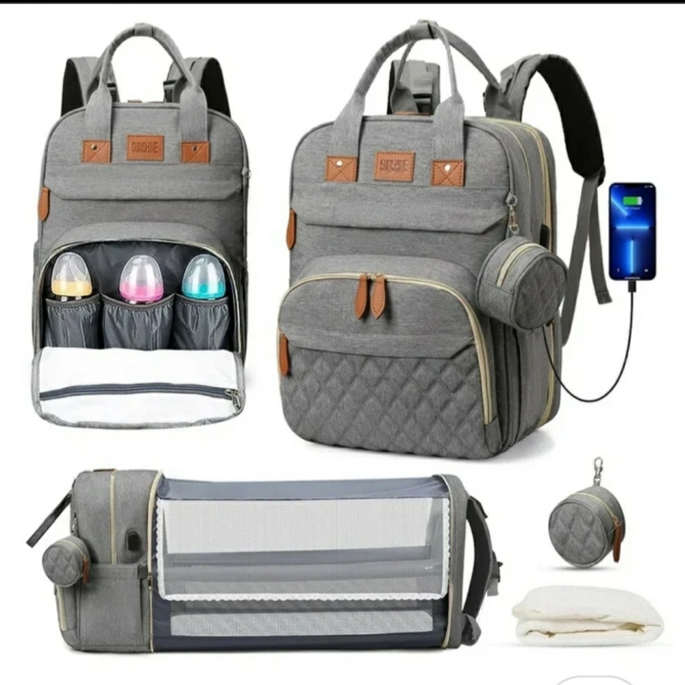 Sunshine Gray Backpack Diaper Bag Multifunction Like New - SALE - Picture 17 of 17